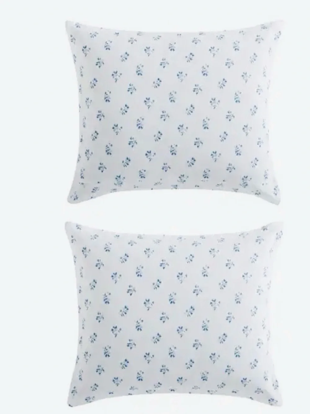 Classic White Pillowcase Pair with Blue Floral Print 100% Cotton
